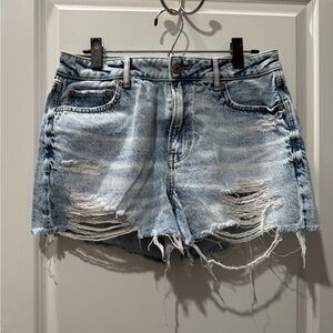 American Eagle Outfitters Light Blue Distressed Jean Shorts Tom Girl Stretch